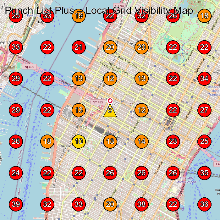 Punch List Plus GeoGrid visibility map for Construction Company in New York